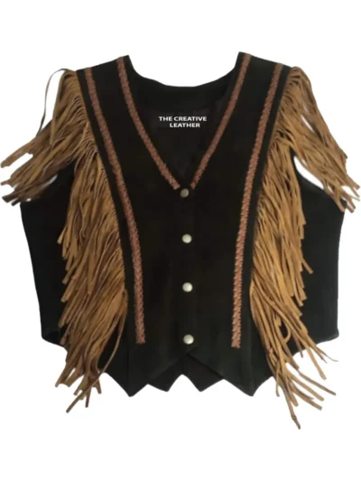 Handmade Western Suede Leather Fringe Vest