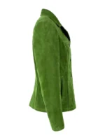 Lime Green Suede Leather Classic Blazer Button Jacket for Women (4)