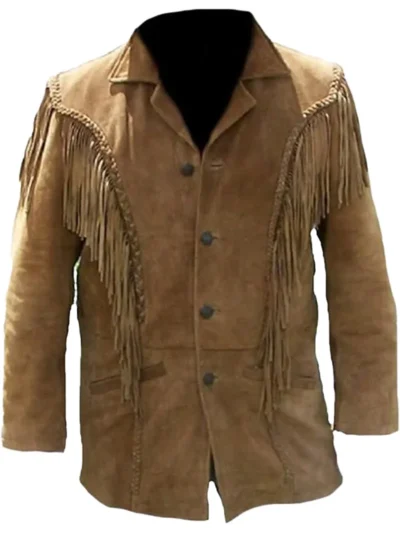 Men Western Fringed Suede Coat