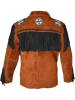 Men Western Fringe Leather Jacket