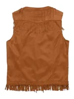 Brown Suede Fringe Cowboy Vest