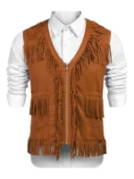 Brown Suede Fringe Cowboy Vest