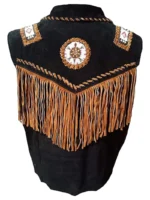 Mens Fringe Bones and Beads Vest