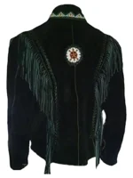 Black Western Suede Fringe Leather Jacket
