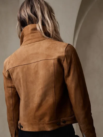 suede jacket women back side