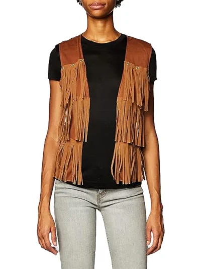 Brown Fringe Hippie Vest