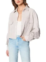 Womens Luxury Clothing Suede Fringe Jacket