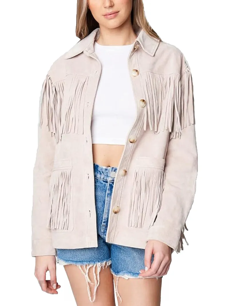 Womens Real Suede Fringe Jacket (3) Womens Suede Fringe Jacket - suede jacket womens