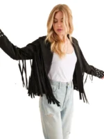 Studded Fringe Open Western Jacket