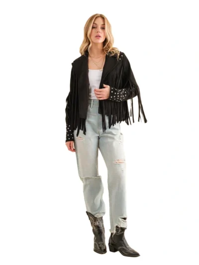 Studded Fringe Open Western Jacket