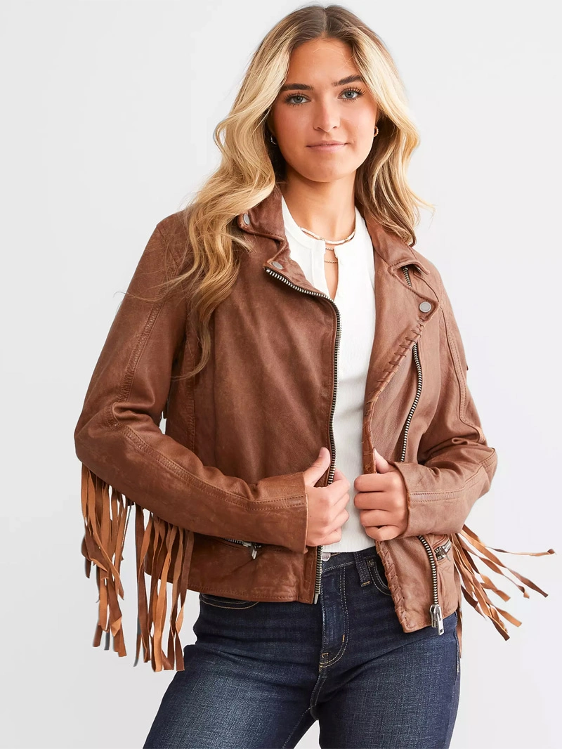 Leather Fringe Jacket - Cognac (5) Leather Fringe Jacket - Cognac