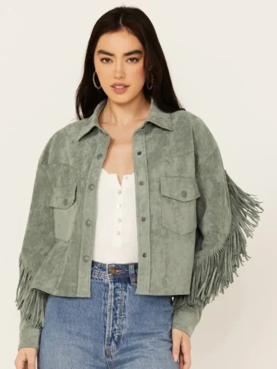 BLANKNYC Women's Faux Suede Fringe Jacket