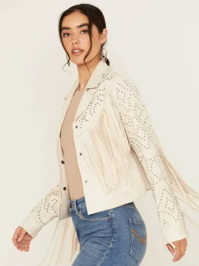 Idyllwind Women's Blair Fringe and Studded Faux Suede Snap Jacket
