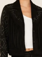 Idyllwind Women's Blair Fringe and Studded Faux Suede Snap Jacket