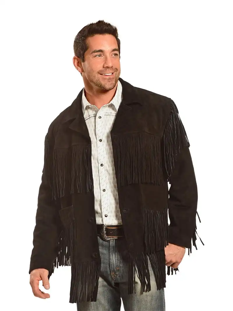 Liberty Wear Men's Suede Fringe Western Jacket (1) Mens Black Suede Fringe Western Jacket
