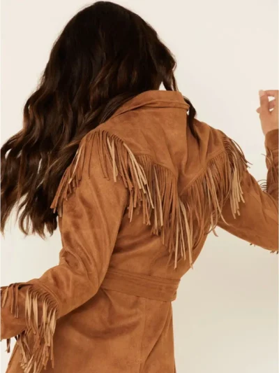 MINKPINK Women's Tan We Are Free Fringe Jacket