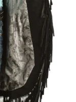 Scully Women's Embroidered Fringe Long Suede Leather Jacket