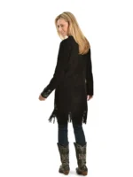 Scully Women's Embroidered Fringe Long Suede Leather Jacket