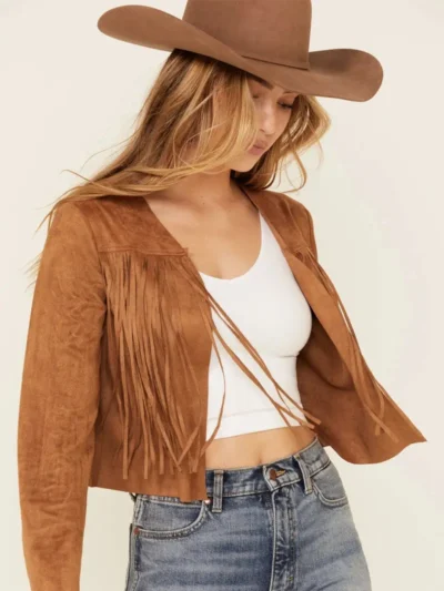 Vocal Women's Faux Suede Western Fringe Jacket