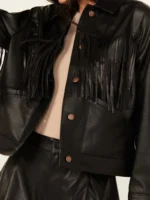 Wrangler Women's Wild Oversized Faux Leather Fringe Jacket