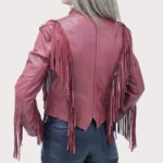 Burgundy Fringed Leather Jacket