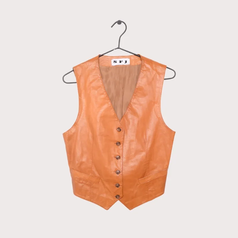 Caramel Leather Vest (1) Caramel Leather Vest