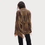 Fringe Suede Animal Print Jacket