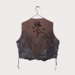 Hudson Leather Floral Fringe Vest