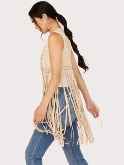 Idyllwind Women's Walnut Studded Fringe Faux Suede Vest