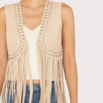Idyllwind Women's Walnut Studded Fringe Faux Suede Vest