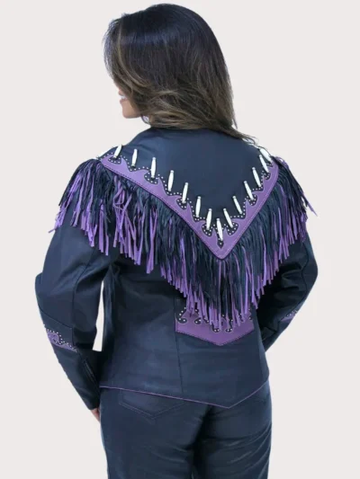 Purple Fringe Leather Jacket