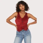 Rock & Roll Denim Women's Fringe Faux Suede Vest