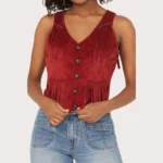 Rock & Roll Denim Women's Fringe Faux Suede Vest