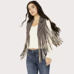 Saints & Hearts Women's Contrast Fringe Faux Suede Vest