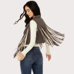 Saints & Hearts Women's Contrast Fringe Faux Suede Vest