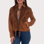 Scully Women's Leather Zip Front Fringe Jacket