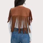 Women's Fringe Vest 70s western Hippie Suede Sleeveless Costume Fringe Waistcoat