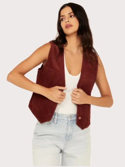Wrangler Women's Corduroy Slim Fit Button-Down Vest